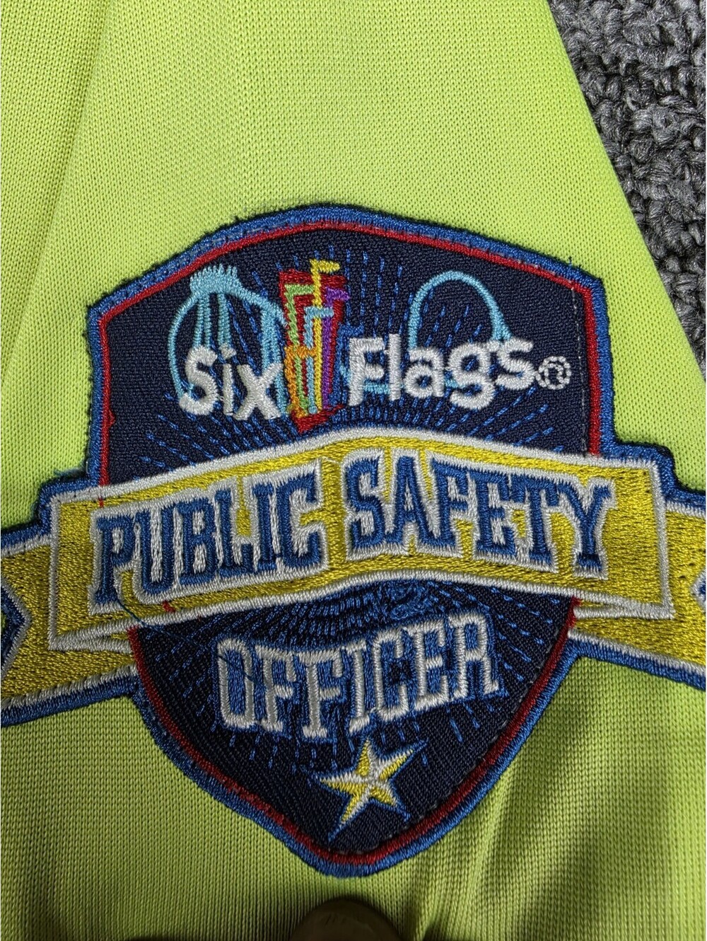 Six Flags Public Safety Officer Yellow/Black Polyester Pique Polo Shirt M - Picture 2 of 11